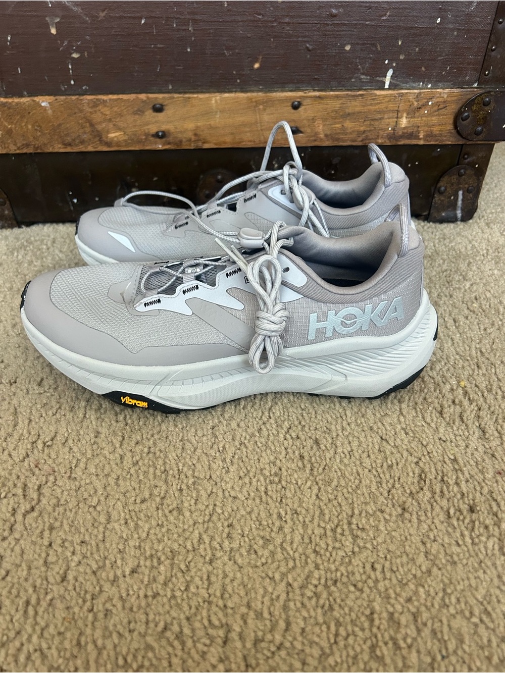 Hoka Women’s  Light Gray Trail Running Sneakers